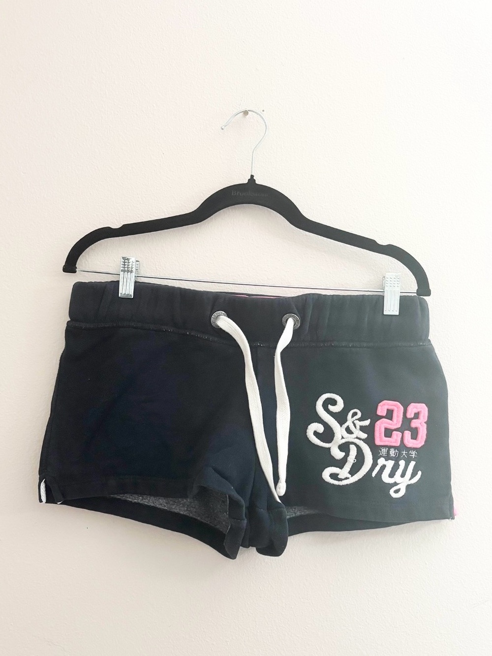 5/$15 🩷 MUST BUNDLE Superdry Women's Navy Athletic Shorts with Pink Logo